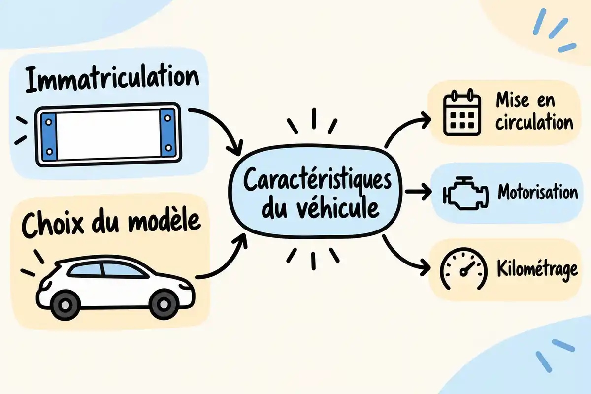 L’estimation commence par l’immatriculation ou le choix du modèle ; préparez aussi la mise en circulation, la motorisation et le kilométrage.